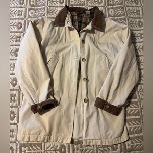 Cream and brown corduroy collar canvas chore jacket
